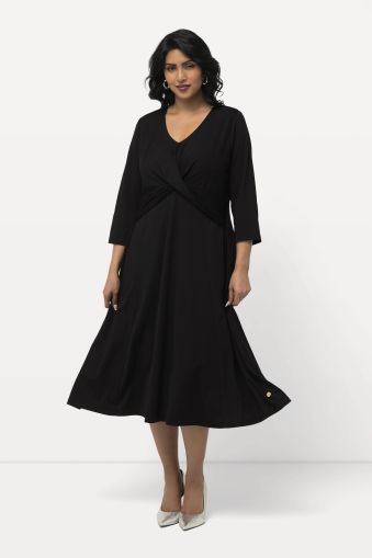 Draped 3/4 Sleeve Jersey Dress