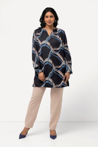 Satin Geometric Print A-Line Blouse