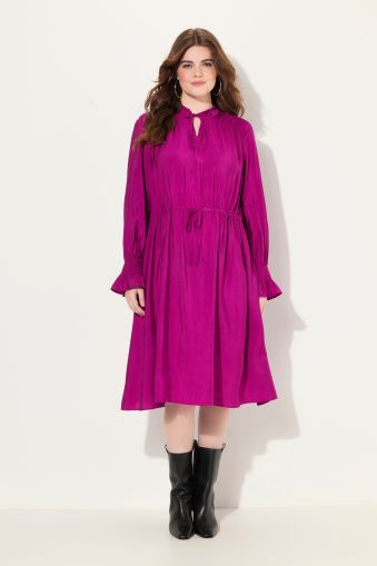 Ruffle Collar Long Sleeve A-Line Dress