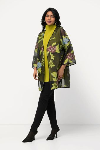 Floral Open Shape Chiffon Jacket