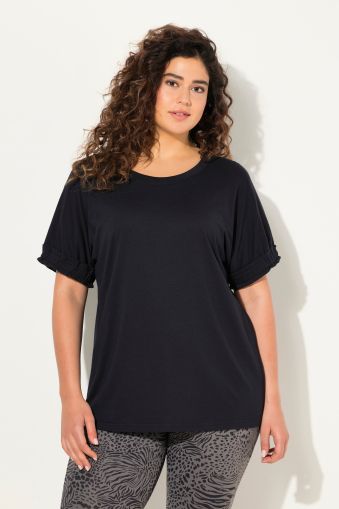 Ruffled Short Sleeve Scoop Neck Modal Tee