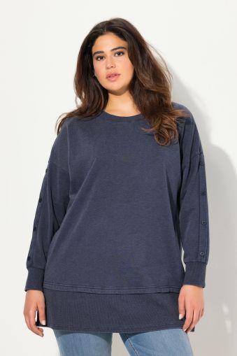 Layered Look Button Sleeve Sweatshirt