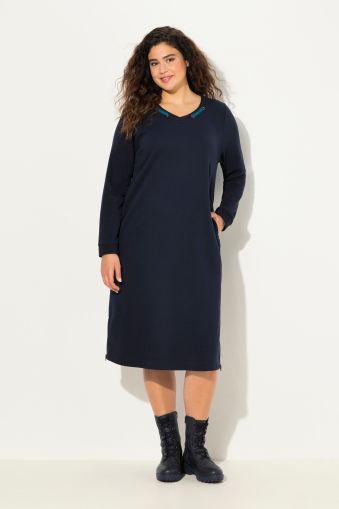 Ribbon Collar Long Sleeve Sweatshirt  Dress