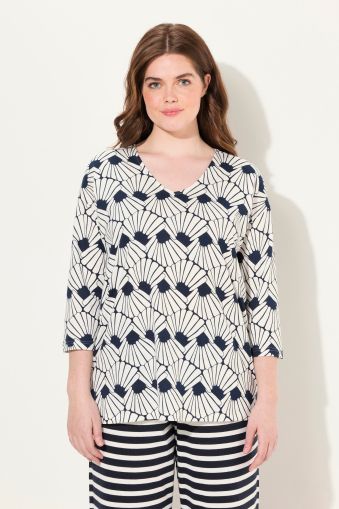 Eco Cotton Seashell Print 3/4 Sleeve Pajama Top