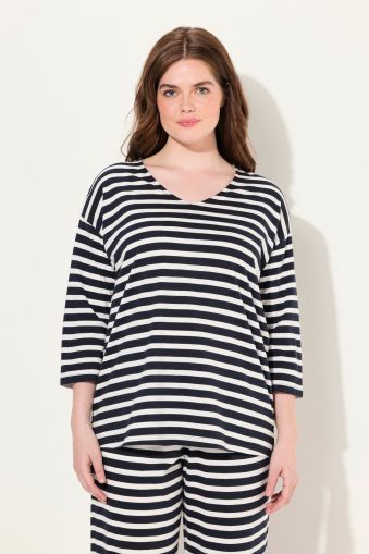 Eco Cotton Striped 3/4 Sleeve Pajama Top