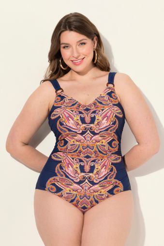 Paisley Motif O-Ring Detail Swimsuit