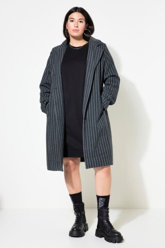 Striped Lapel Collar Coat