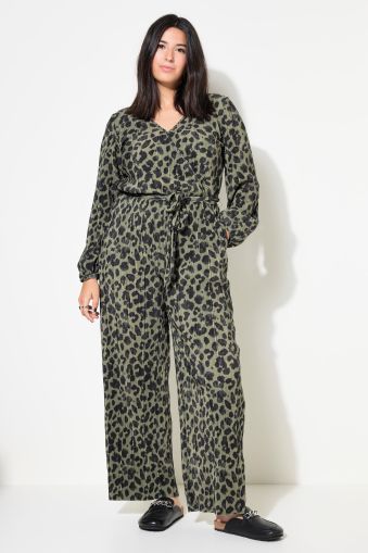 Leopard Print Long Sleeve Jumpsuit