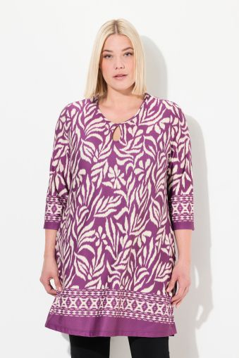 Two Color Border Print Stretch Knit Tunic