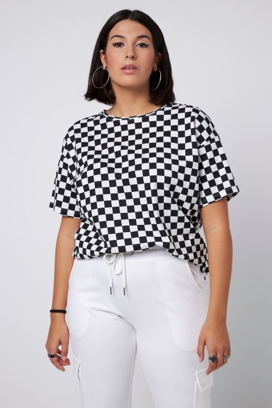 Oversized Short Sleeve Checkerboard Tee