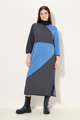 Eco Cotton Colorblock Striped 3/4 Sleeve Dress