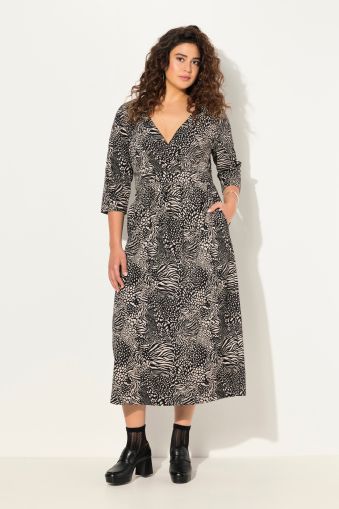 Animal Print 3/4 Sleeve Jersey Dress