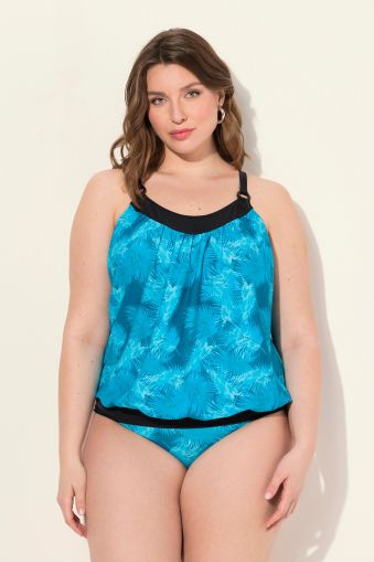 Ocean Palm Elastic Hem Tankini Set