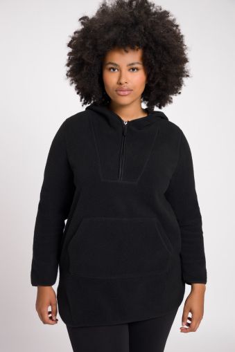 Teddy Fleece Hooded Zip Neck Sweatshirt