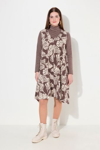 Eco Cotton Sleeveless Leaf Print Dress