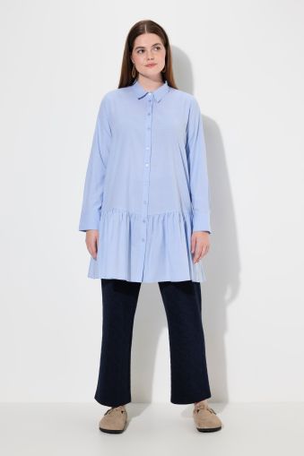 Eco Cotton Flounce Hem Button-Down Shirt