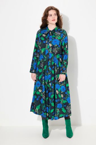 Floral Bow Tie Long Sleeve Maxi Dress