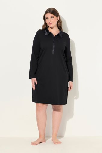 Satin Detail Long Sleeve Nightgown