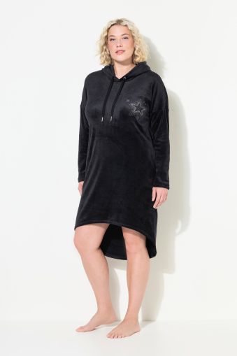 Velour Long Sleeve Hooded Loungewear Dress