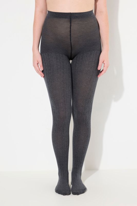 Textured Stretch Cotton Blend Knit Tights