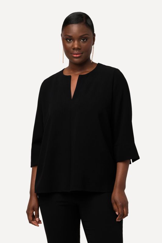 Split Neck 3/4 Sleeve Blouse