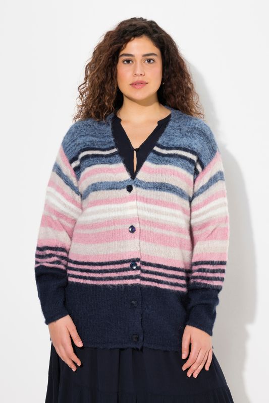 Mixed Stripe Long Sleeve Cardigan