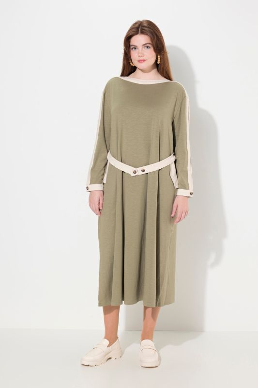 Eco Cotton Boat Neck Long Sleeve Dress