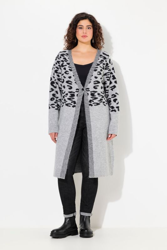 Long Leopard Motif Cardigan