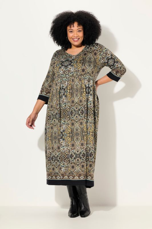 Paisley 3/4 Sleeve Jersey Dress