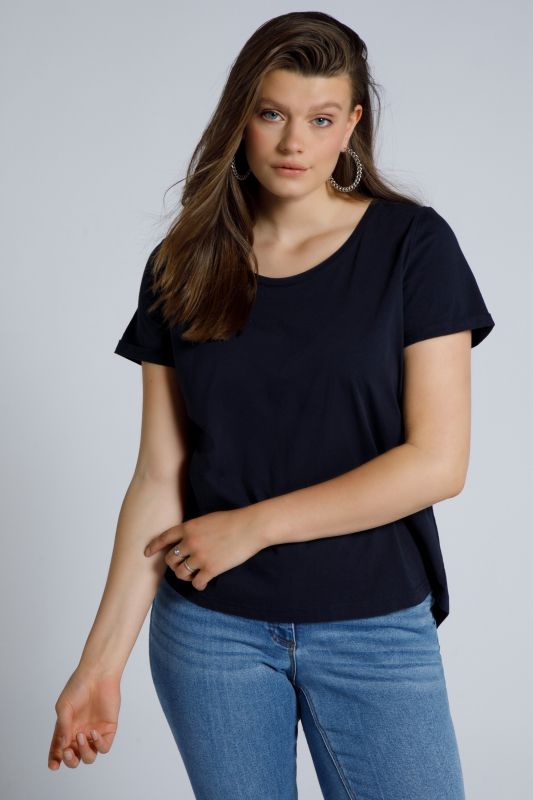 Curved Hem Round Neck Short Sleeve Tee