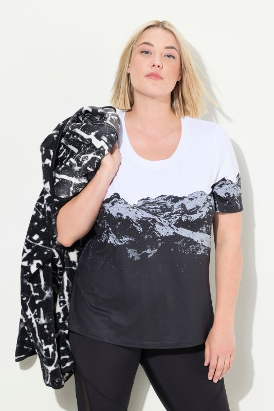 Quick Drying Mountain Print Short Sleeve Thermal Tee