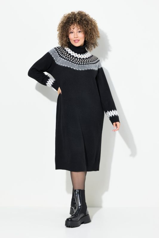 Norwegian Striped Knit Turtleneck Dress