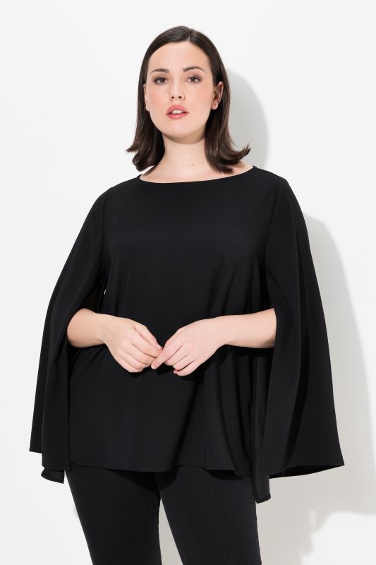 Boat Neck Cape Blouse