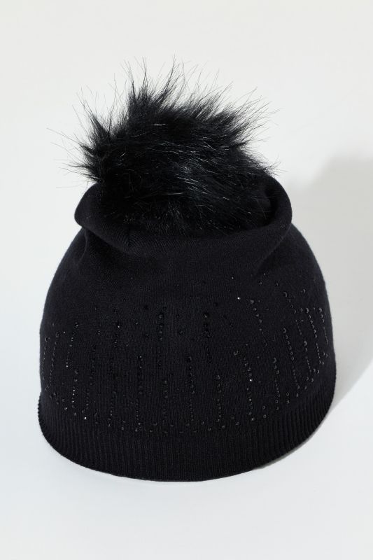 Rhinestone Pompom Hat