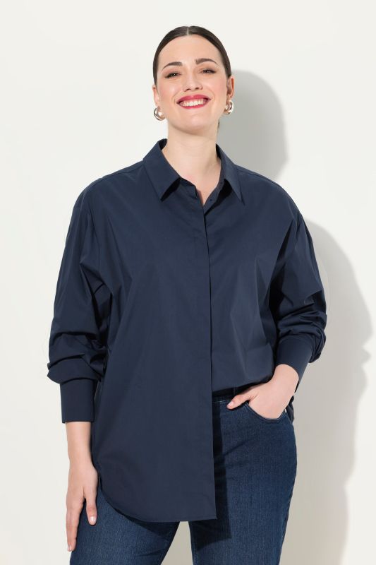 Stretch Cotton Blend Tunic Shirt