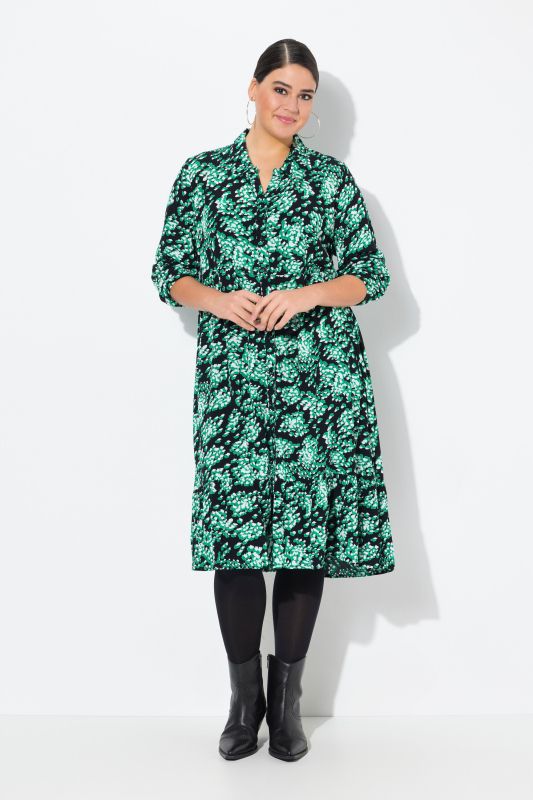 Graphic Print Long Sleeve Shirt Dress