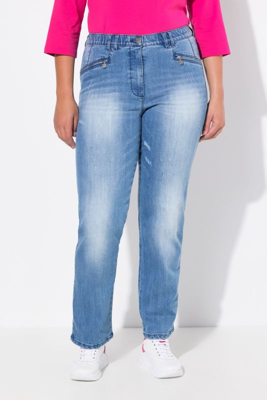 Tapered Leg Lightly Distressed Jeans