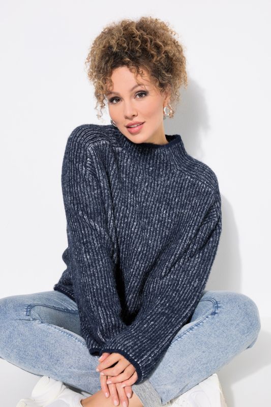 Striped Wool Blend Turtleneck Sweater