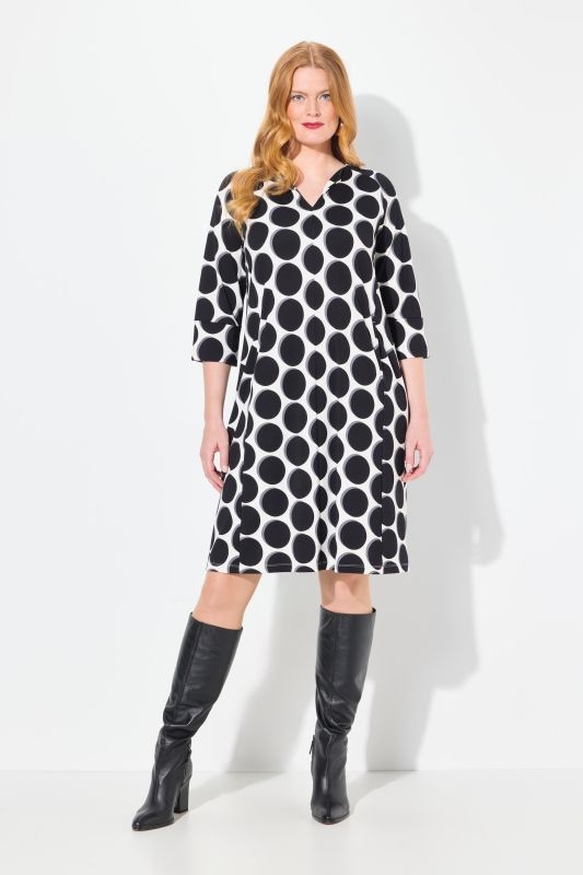 Polka Dot Punto di Roma 3/4 Sleeve Dress