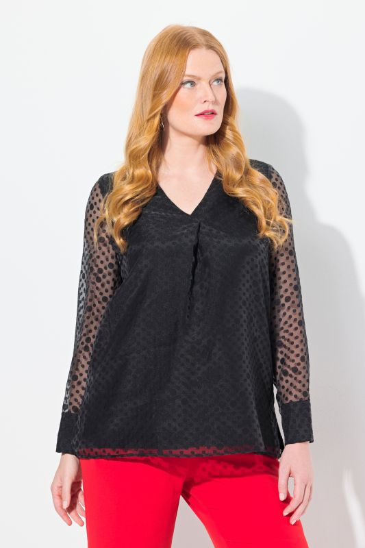 Layered Polka Dot Long Sleeve Blouse
