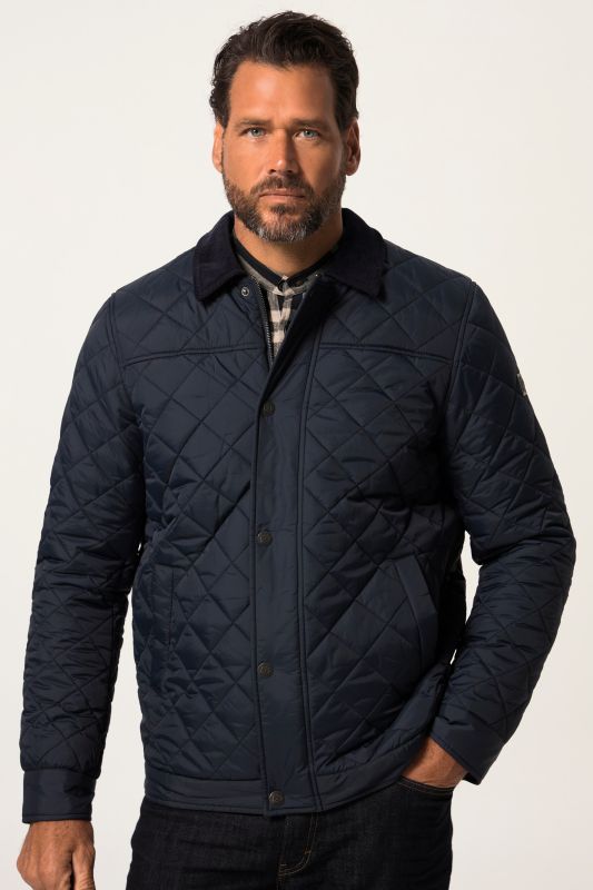 Corduroy Collar Diamond Quilt Jacket