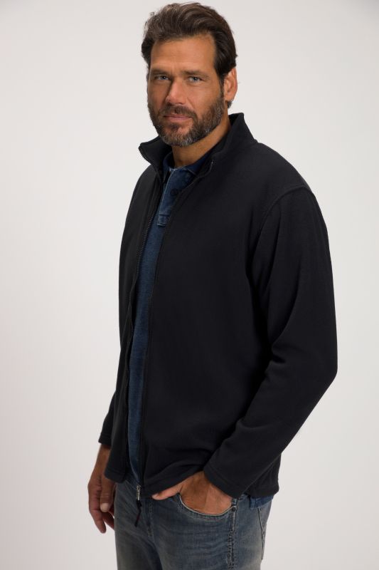 Fleece jacket, outdoor, stand-up collar, zip pockets, up to 8 XL