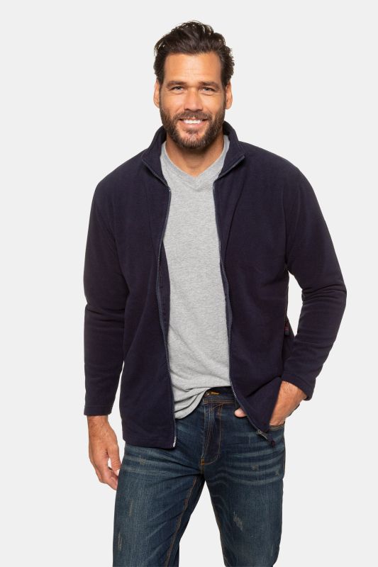 Fleece jacket, outdoor, stand-up collar, zip pockets, up to 8 XL
