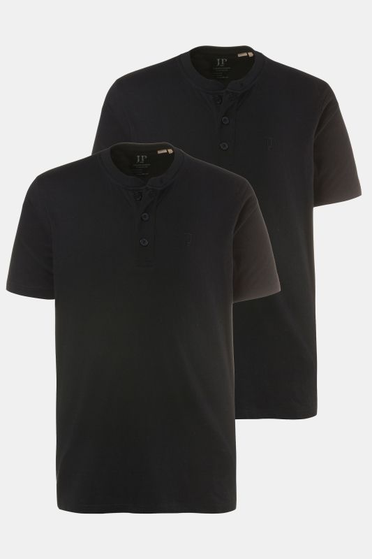 2 Pack of Three Button Short Sleeve Cotton Henley Tee