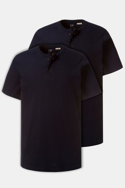 2 Pack of Three Button Short Sleeve Cotton Henley Tee