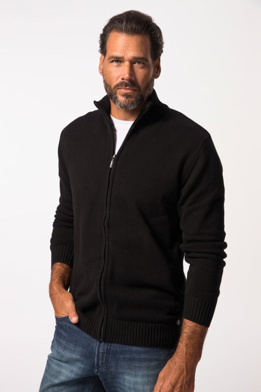 Cardigan, stand-up collar, ribbed trim