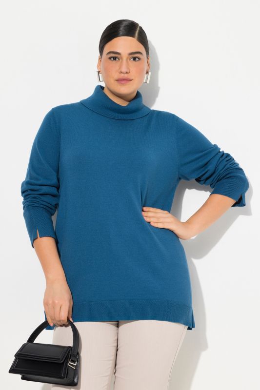 Turtleneck Ribbed Trim Long Sleeve Sweater
