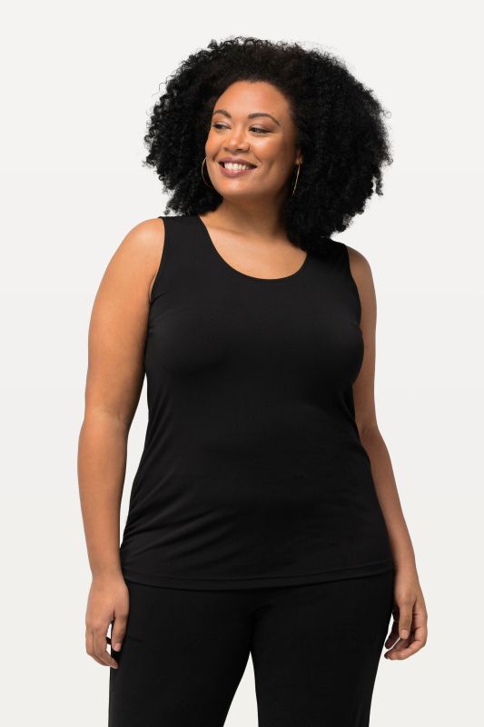 Matte Jersey Round Neck Knit Tank Top