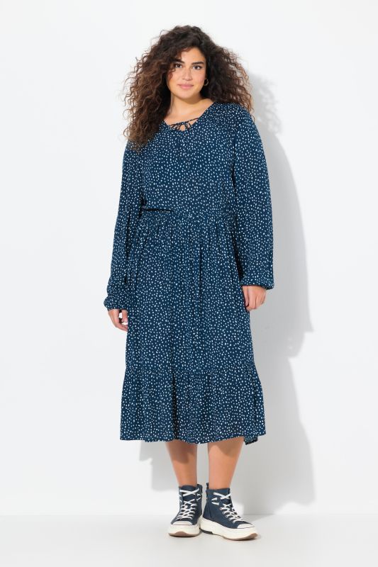 Polka Dot Long Sleeve Midi Dress