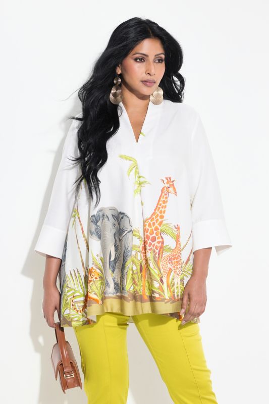 Safari Print 3/4 Sleeve Blouse
